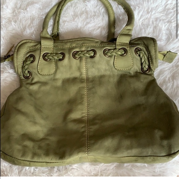 Marzia Italian leather soft green braid detail shoulder handbag - Picture 4 of 9